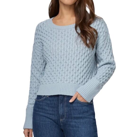 PAIGE Olette Wool Blend Chunky Boxy Crewneck Sweater Vintage Sky Blue Sz XL NWOT - Picture 1 of 15